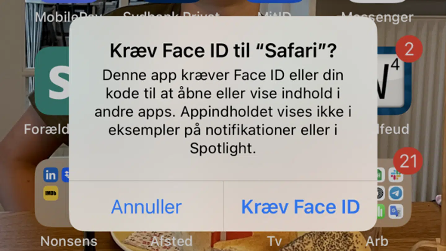 Det er nu muligt at låse sin apps, så de kun kan åbnes med face-id.