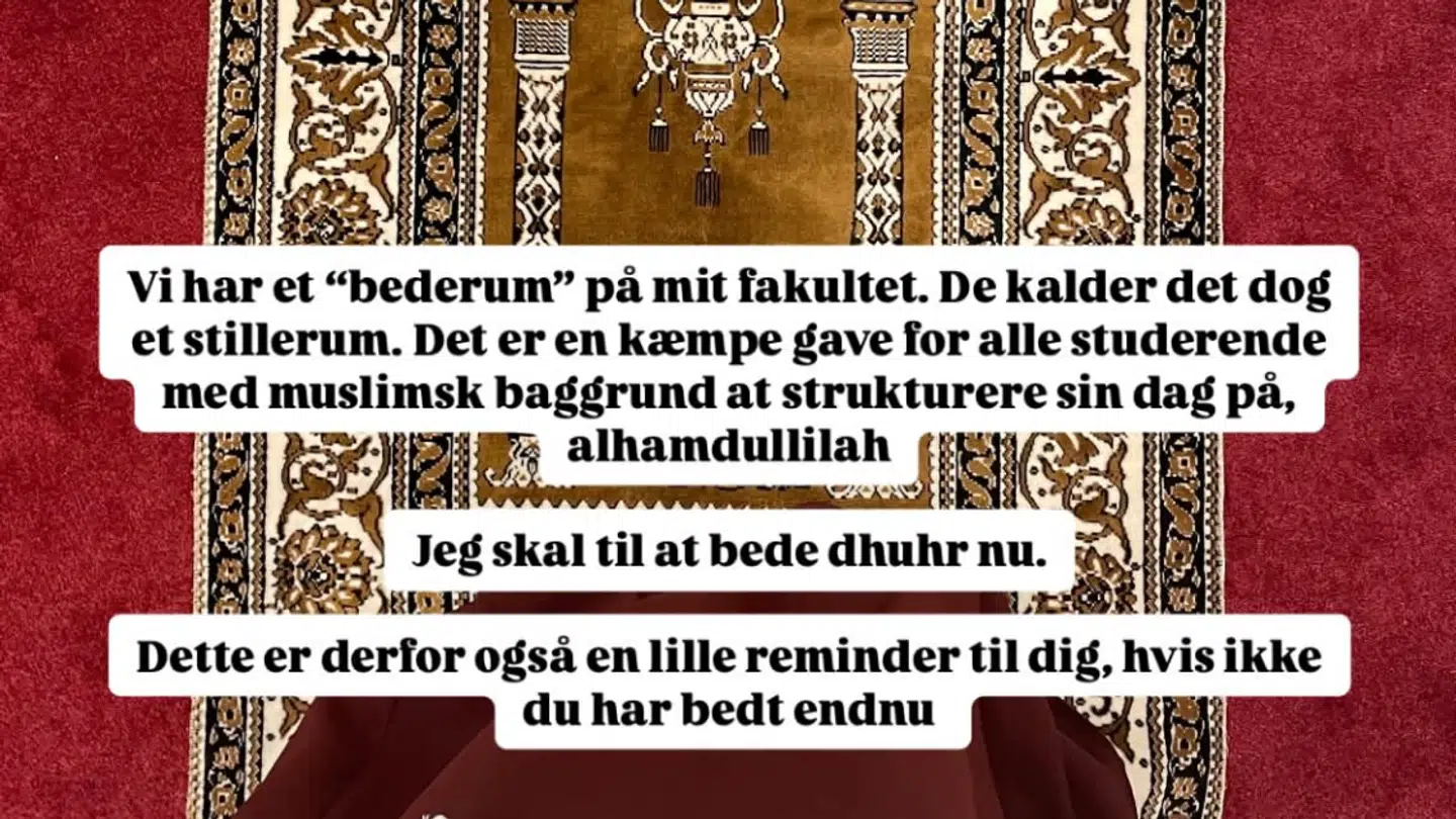 En Instagram-video fra den muslimske studenterforening MSA City Campus viser med al tydelighed, at der fåregår en slags kønsopdeling af et 'bederum' på Københavns Universitet. Det vurderer islamekspert Thomas Hoffmann.