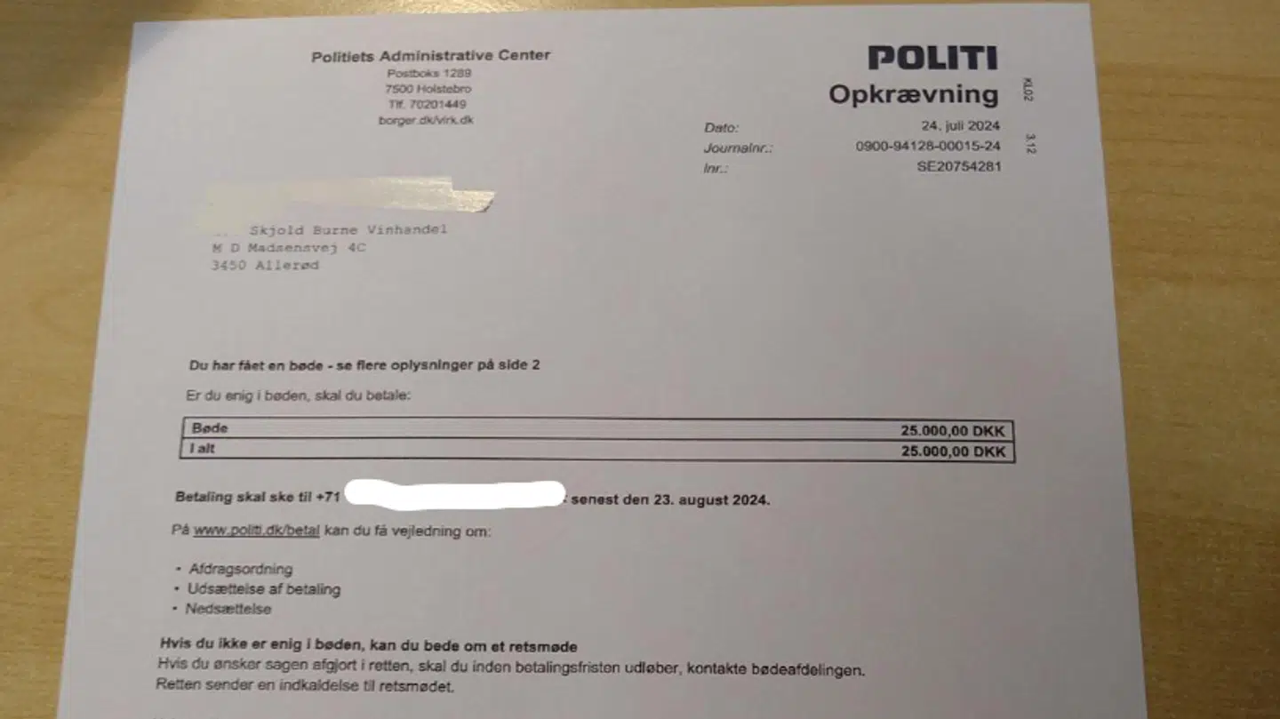 Her er brevet fra politiet til Claus Østbjerg.