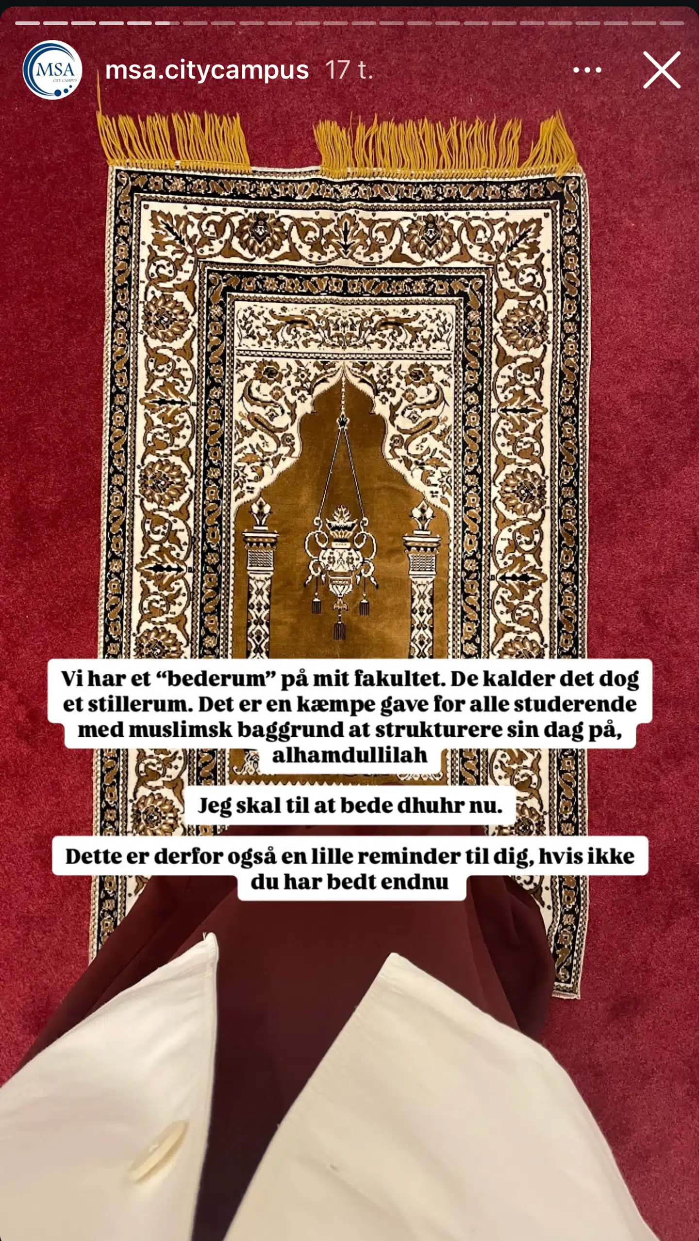 En anden såkaldt 'story' på den muslimske studenterforenings Instagram indeholdt "en lille reminder til dig, hvis du ikke har bedt endnu."