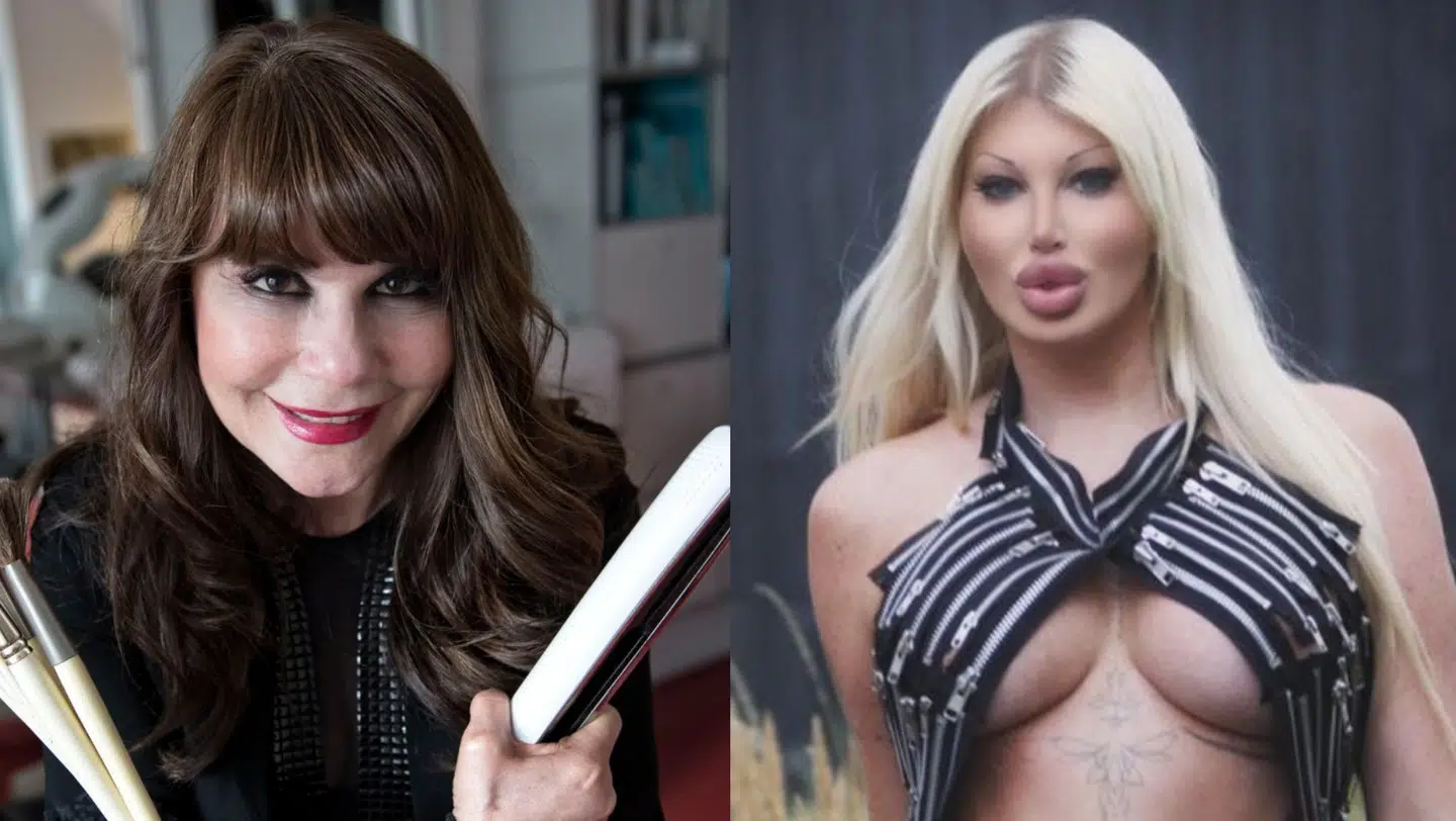 Sangerinden Ivy Rosenauer (t.h.) gik tidligere amok i sagen om kendisfrisøren Pari Khadem (t.v.), som ikke blev betalt eller krediteret for sit arbejde på sangerindens musikvideo – nu beklager Ivy Rosenauer forløbet.