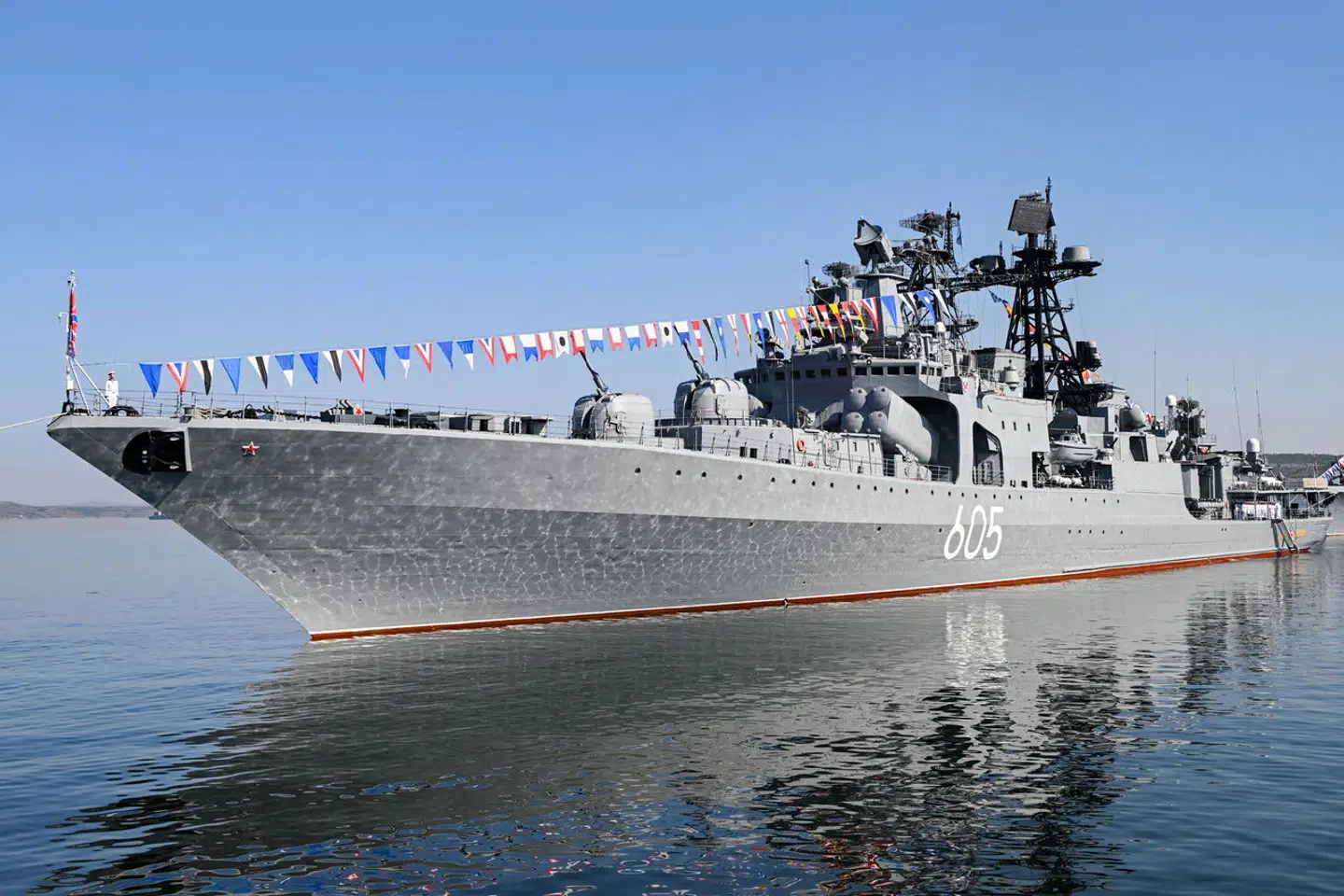 Arkivfoto af det russike krigsskib "Admiral Levchenko" fra en tidligere lejlighed.