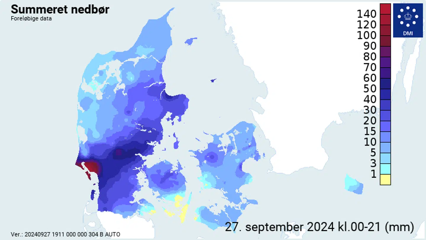 Især i Syd- og Midtjylland faldt der rigtig meget nedbør fredag.