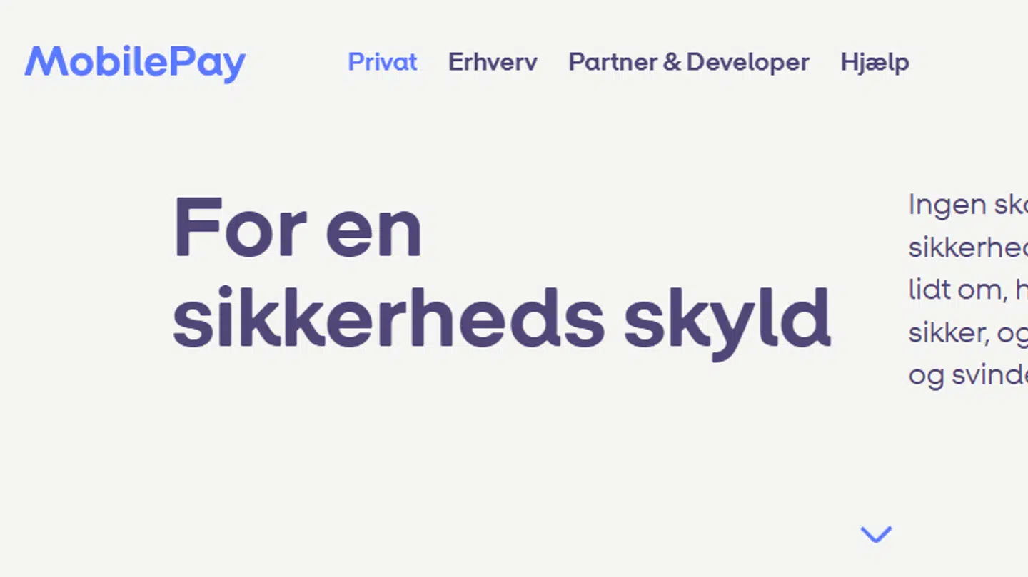 Dette er et screenshot fra MobilePays hjemmeside.