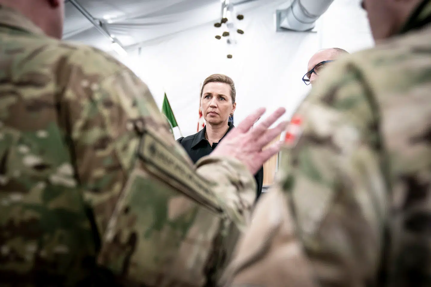 Statsminister Mette Frederiksen under besøg hos danske soldater på Adazi-militærbasen i Letland, torsdag den 31. marts 2022.