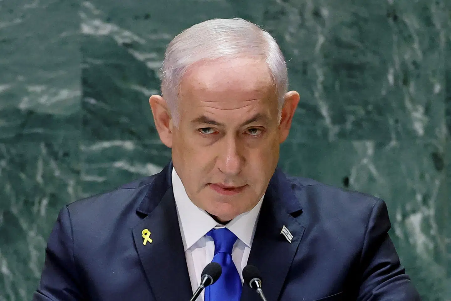 Benjamin Netanyahu ved FN's talerstol 27. september. Foto: Eduardo Munoz, Scanpix