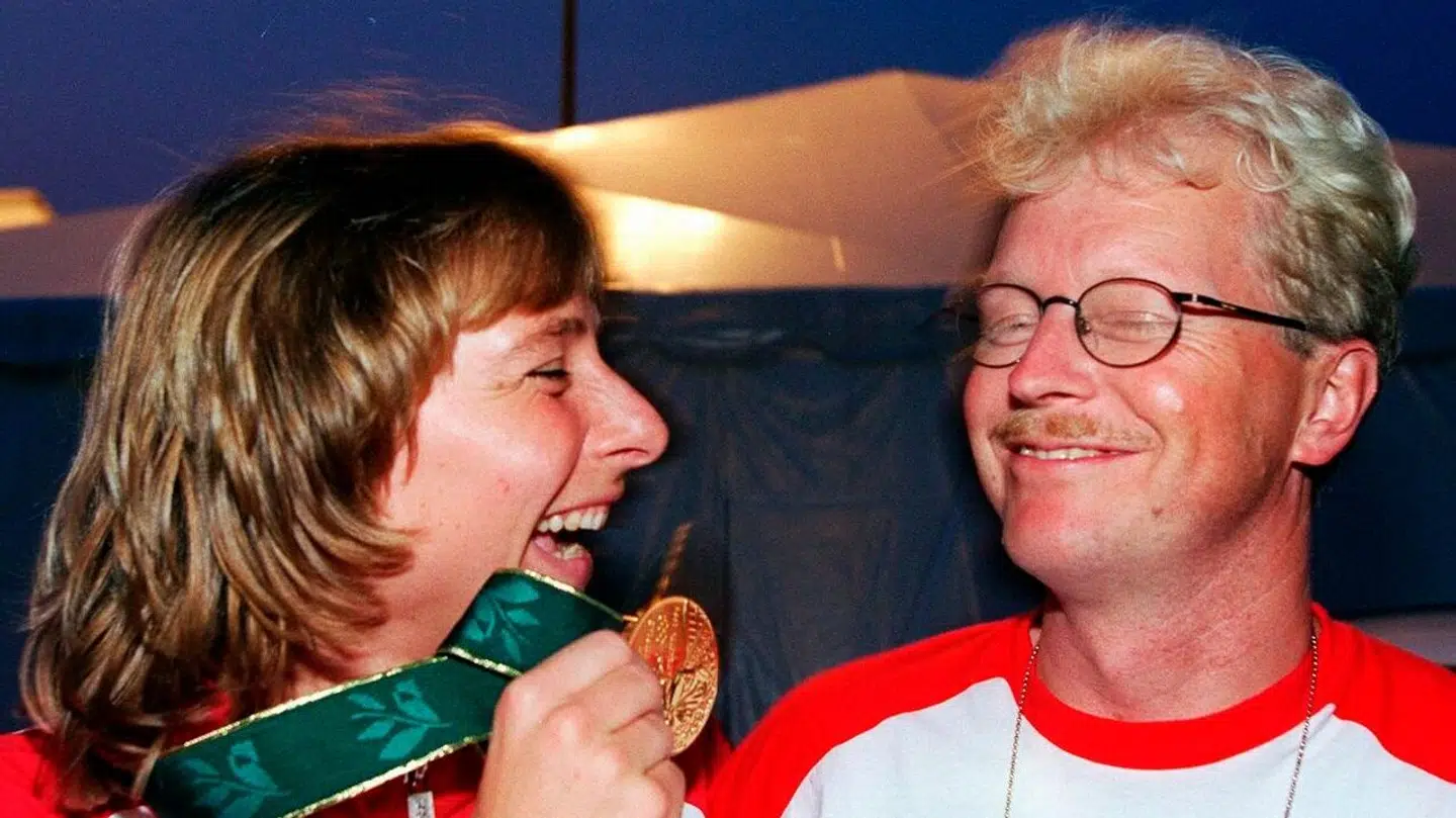 Susanne Munk og Ulrik Wilbek efter en sejr ved OL i 1996.