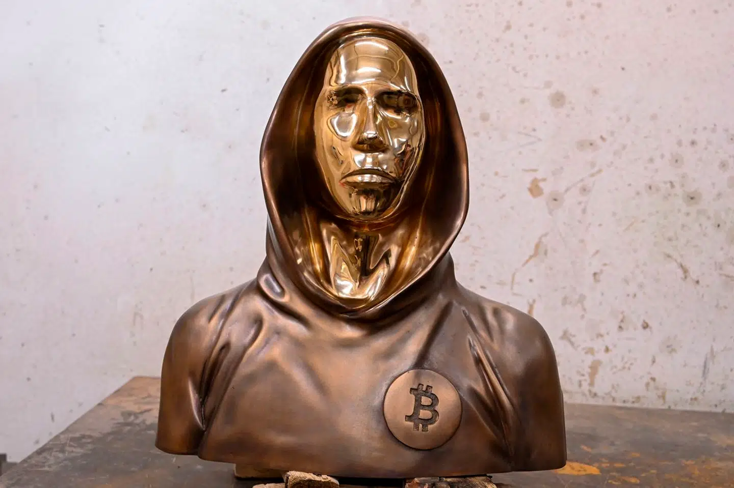 Denne statue af Satoshi Nakamoto kan findes i Budapest. Den siges at være den første i verden til at hylde bitcoin skaber.