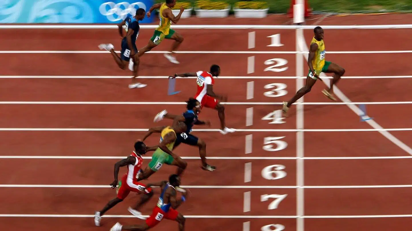 Usain Bolt var ofte milevidt foran konkurrenterne - som her i OL-finalen i Beijing i 2008.