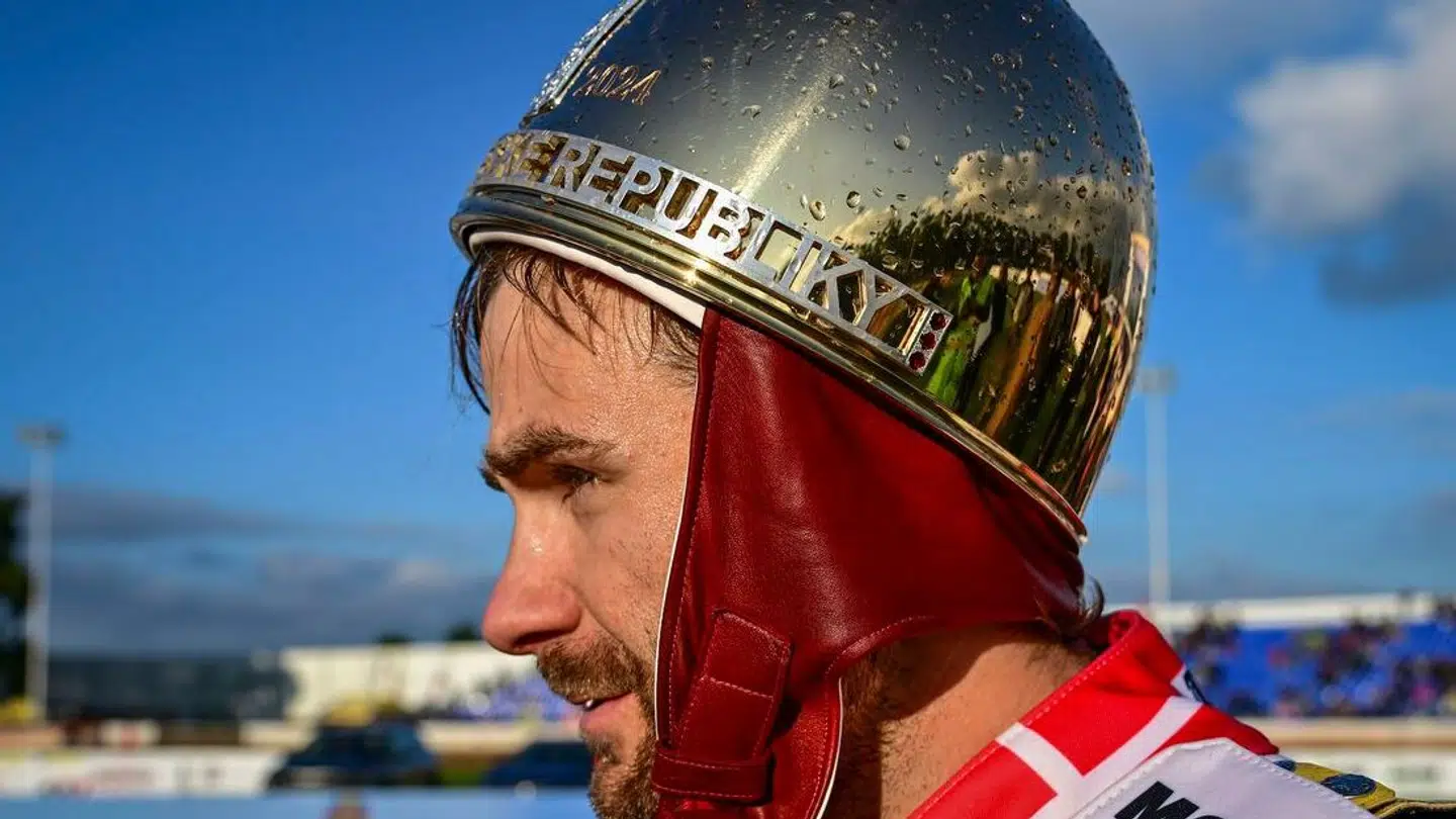 Danish Rasmus Jensen won 76th Golden Helmet international motorcycle speedway race in Pardubice, Czech Republic, October 10, 2024. Photo/David Tanecek (CTK via AP Images)