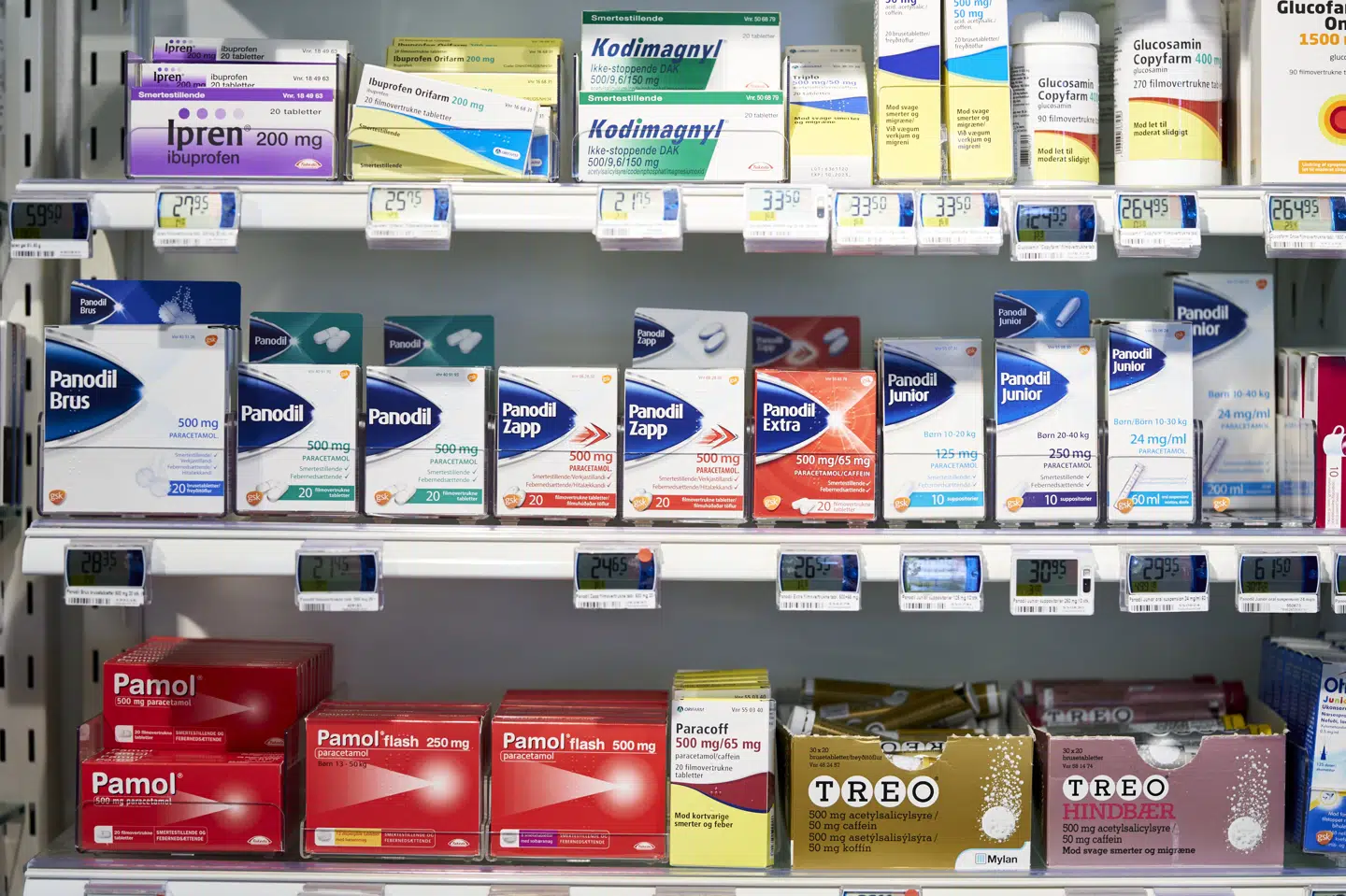 Der blev købt flest pakninger og tabletter med den smertelindrende medicin paracetamol i 2023 i Danmark, viser tal fra Danmarks Apotekerforening. (Arkivfoto).