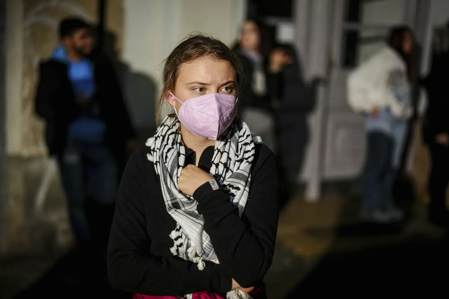 Tysk politi ryddede tirsdag en teltlejr i Dortmund, efter at Greta Thunberg havde sagt, at hun ville besøge den. Her ses hun til en propalæstinensisk demonstration i Berlin mandag. (Arkivfoto)