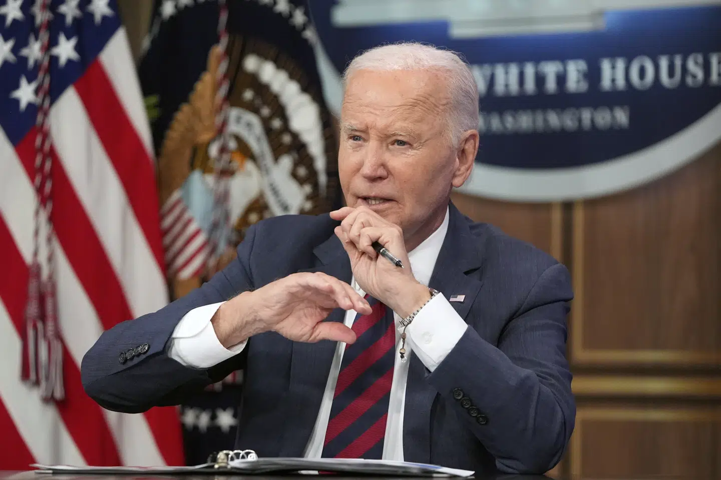 USA's præsident, Joe Biden, da han onsdag giver en orientering om orkan-situationen for pressen i Det Hvide Hus.