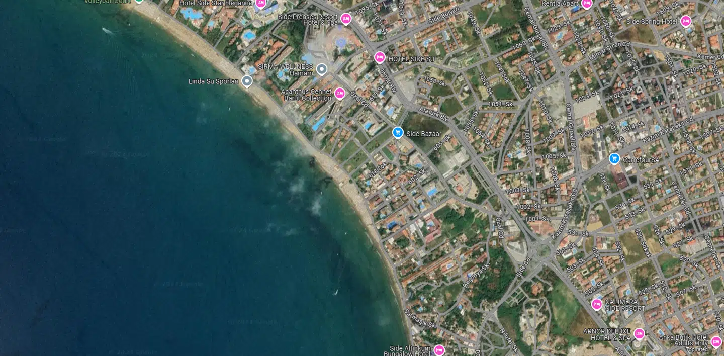 Her ses Side Zeugma Hotels lokation.