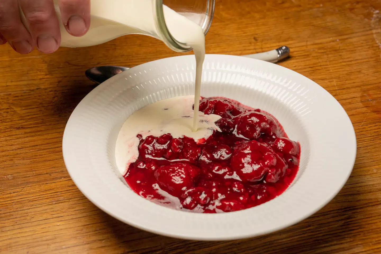 Rødgrød med fløde på Franks kro.