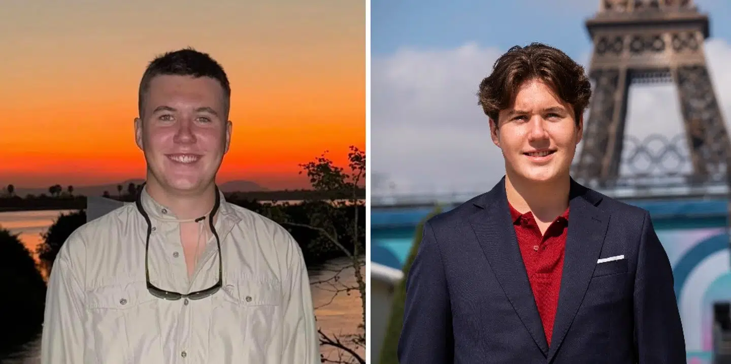 Før og efter: Kronprins Christians nye 'korte' frisure (tv) og hans gamle 'langhårede' (th.)