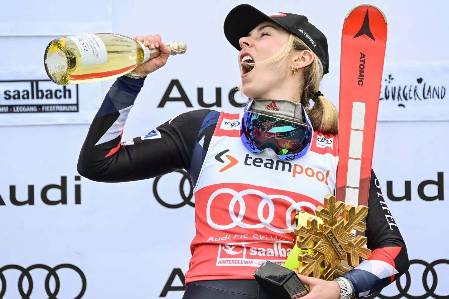 Mikaela Shiffrin har 97 gange i karrieren stået øverst på podiet efter et World Cup-løb. (Arkivfoto).