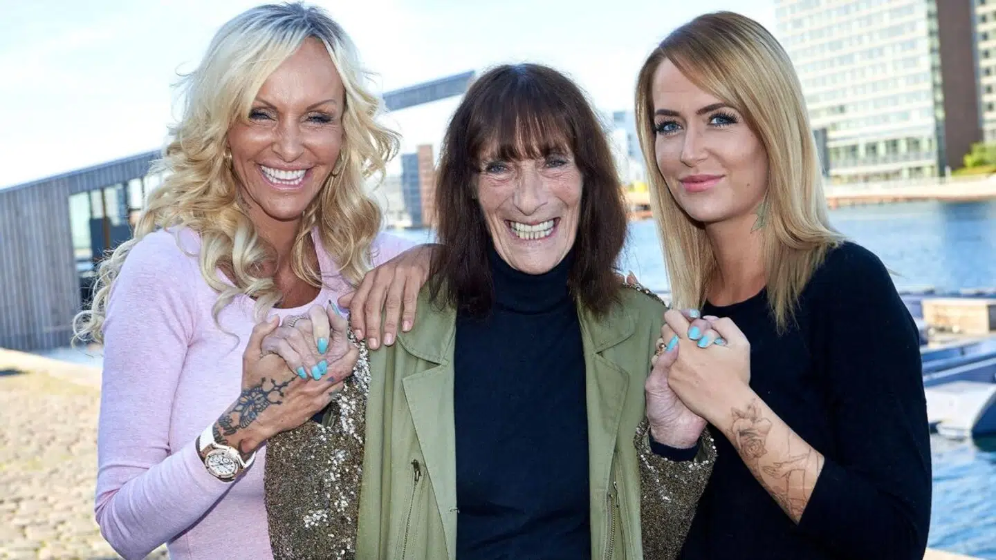 Tre generationer var med i 'Familien fra Bryggen'. Linse Kessler var omdrejningspunktet sammen med hendes mor Ann Patricia 'Mopper' Christensen og datter Stephanie 'Geggo' Salvarli. Foto: Arkiv