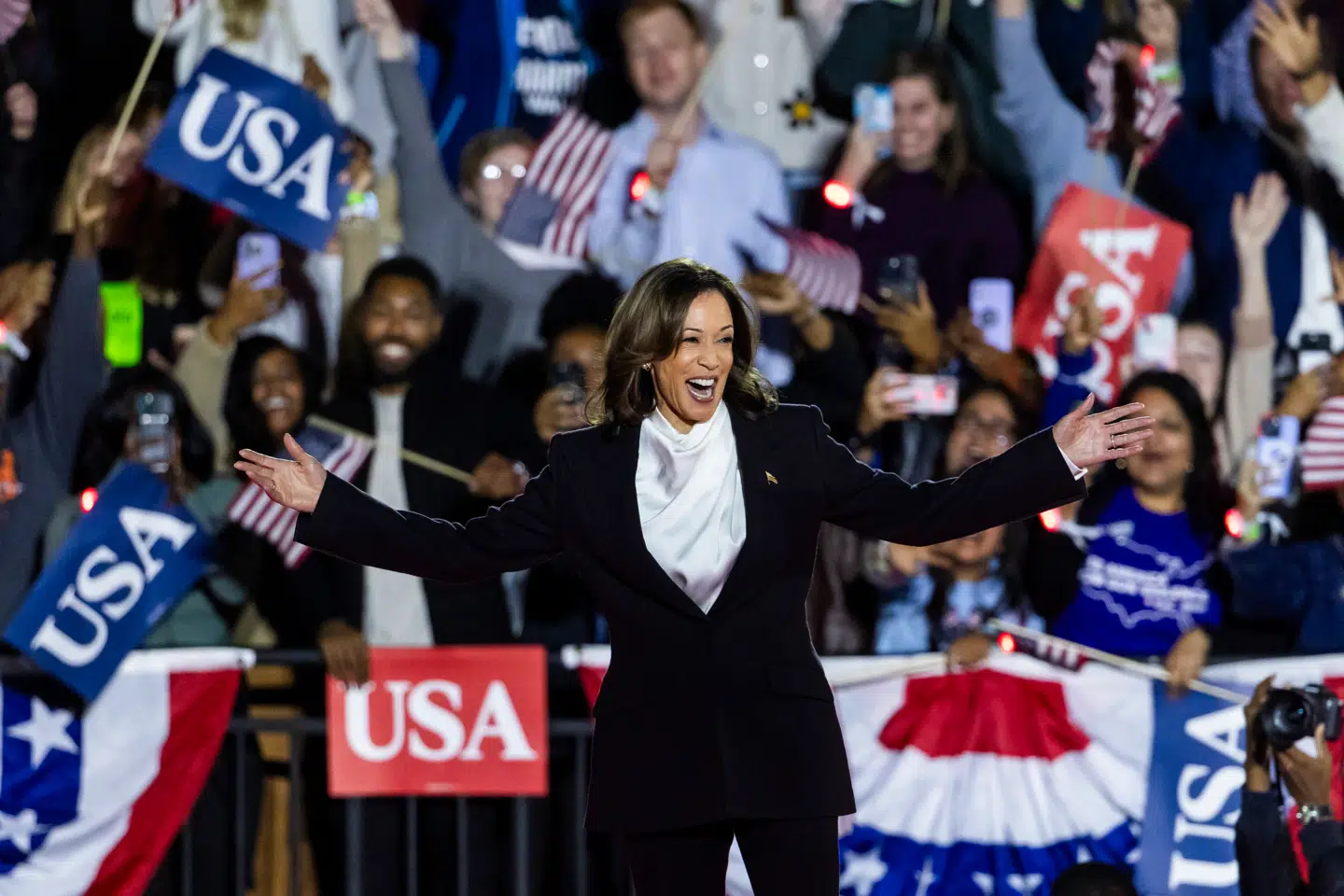 Kamala Harris ved sin tale i Washington, D.C. Foto: Jim Lo Scalzo, Scanpix