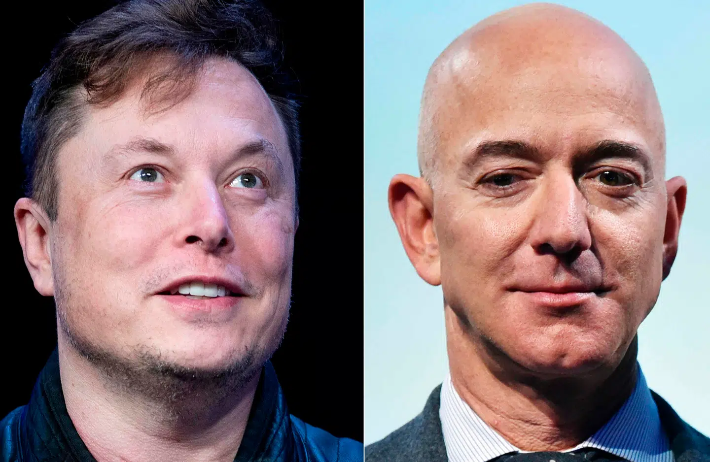 Jeff Bezos (tv.) har undgået, at den amerikanske valgkamp udviklede sig til en tvekamp mellem bare Harris og Trump, men også mellem to af verdens rigeste mænd, nemlig Musk og Bezos.