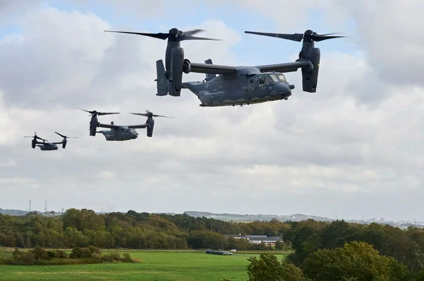 De karakteristiske Osprey-fly over Danmark. I fremtiden er det ikke sikkert, USA tropper op for at redde kastanjerne ud af ilden.
