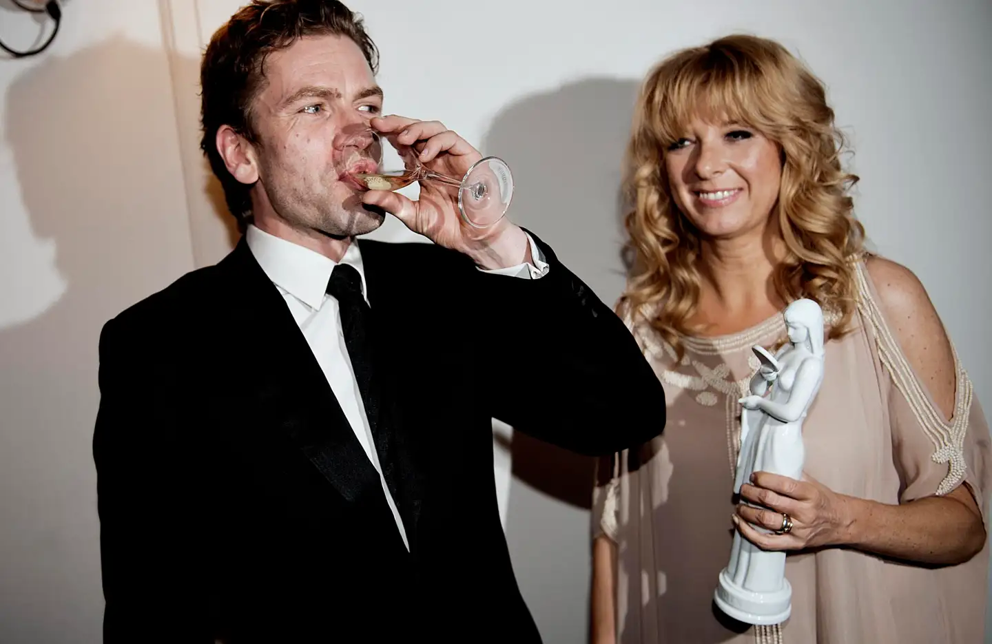 Nikolaj Lie Kaas sammen med Paprika Steen ved uddelingen af Bodilprisen i 2012. Paprika Steen fik prisen for årets kvindelige hovedrolle ved seneste uddeling. Det blev hendes femte statuette af slagsen.