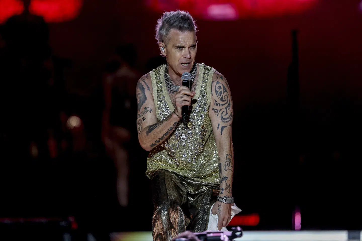 Robbie Williams optræder i Parken i København 19. juni 2025 i forbindelse med sangerens europæiske turné. (Arkivfoto).