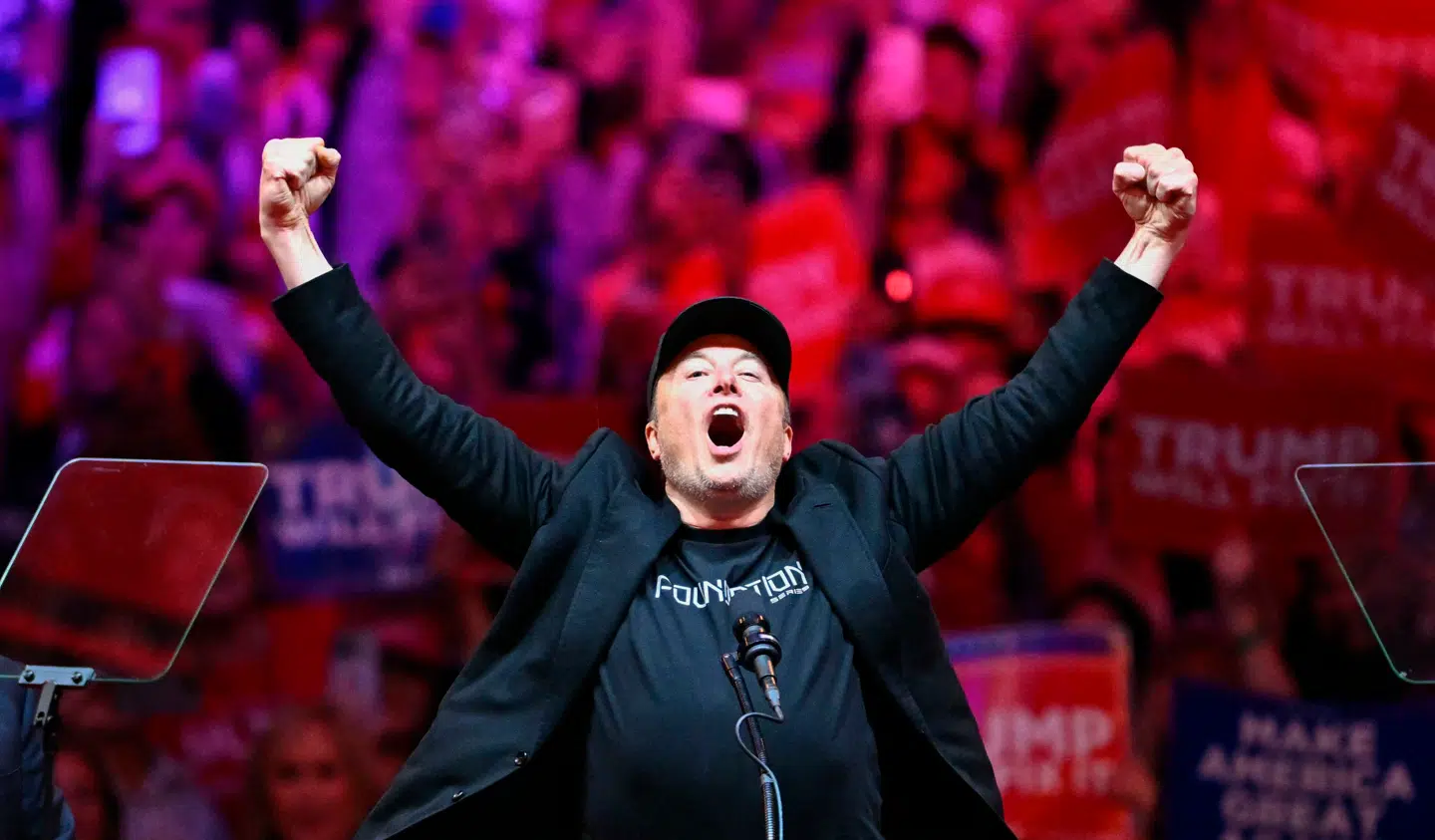 Elon Musk ved Donald Trumps rally i Madison Square Garden i New York. Foto: Angela Weiss, Scanpix