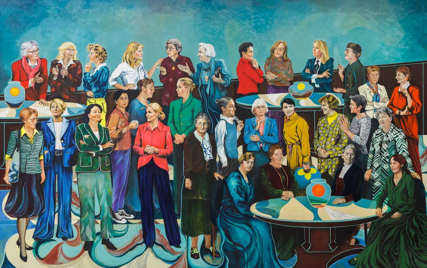 Mie Mørkeberg: »Samtalen 1918 -2024«. Billedet hænger nu i Samtaleværelset på Christiansborg.