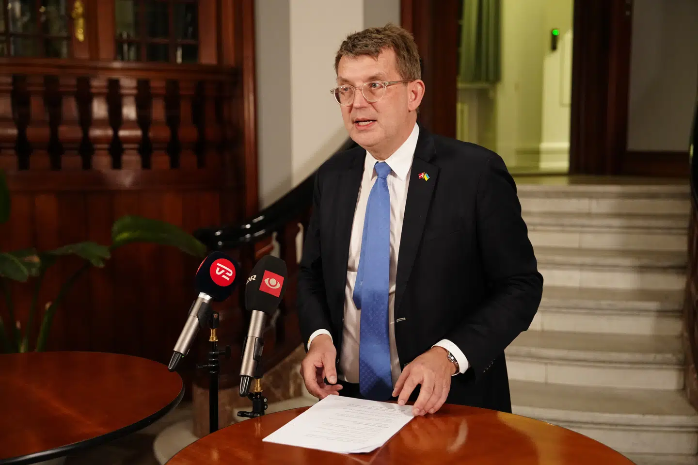 Forsvarsminister Troels Lund Poulsen (V) ved onsdagens doorstep om advokatundersøgelsen om Elbit-sagen.