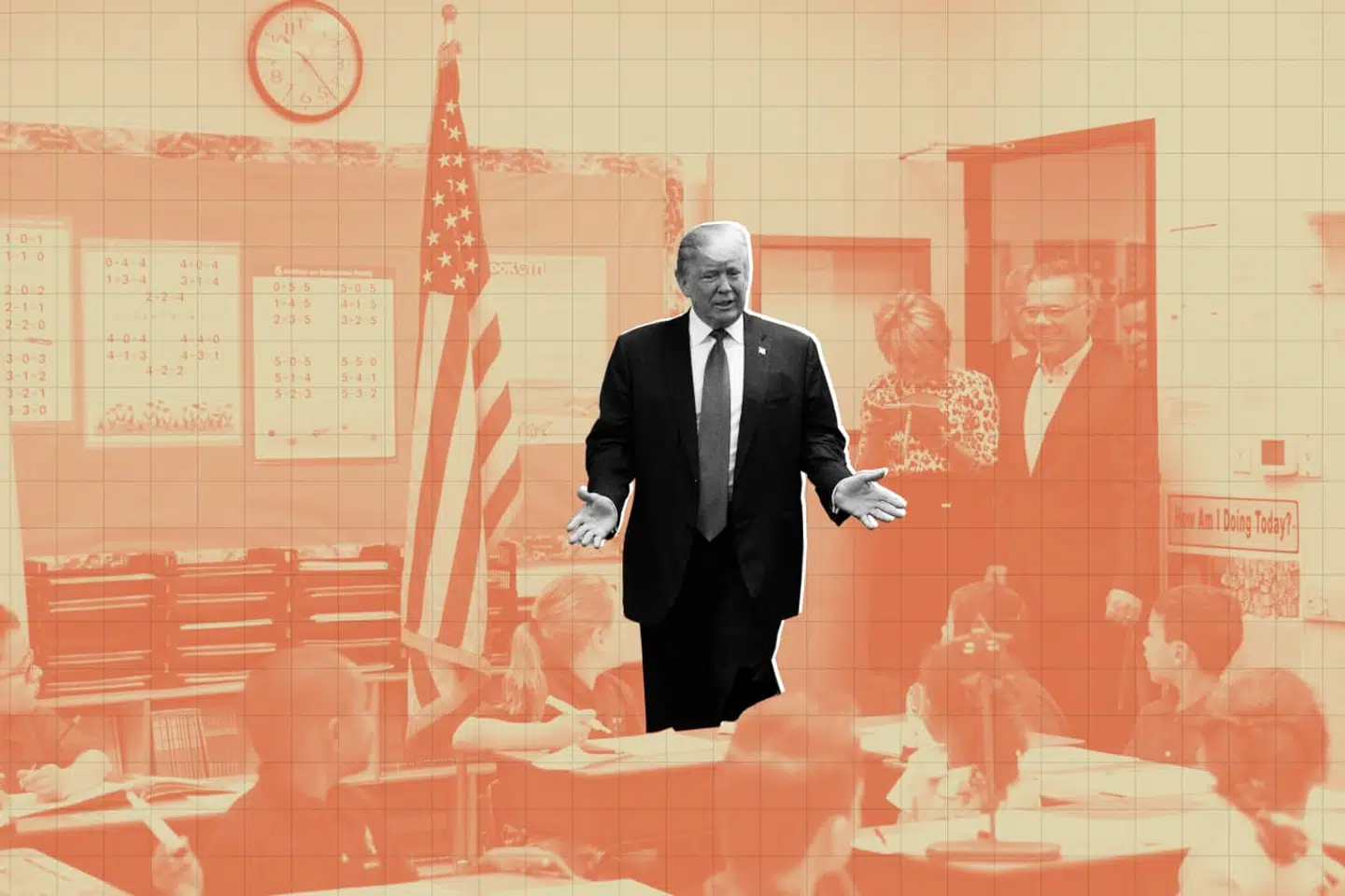 USAs kommende præsident på besøg i en skoleklasse.