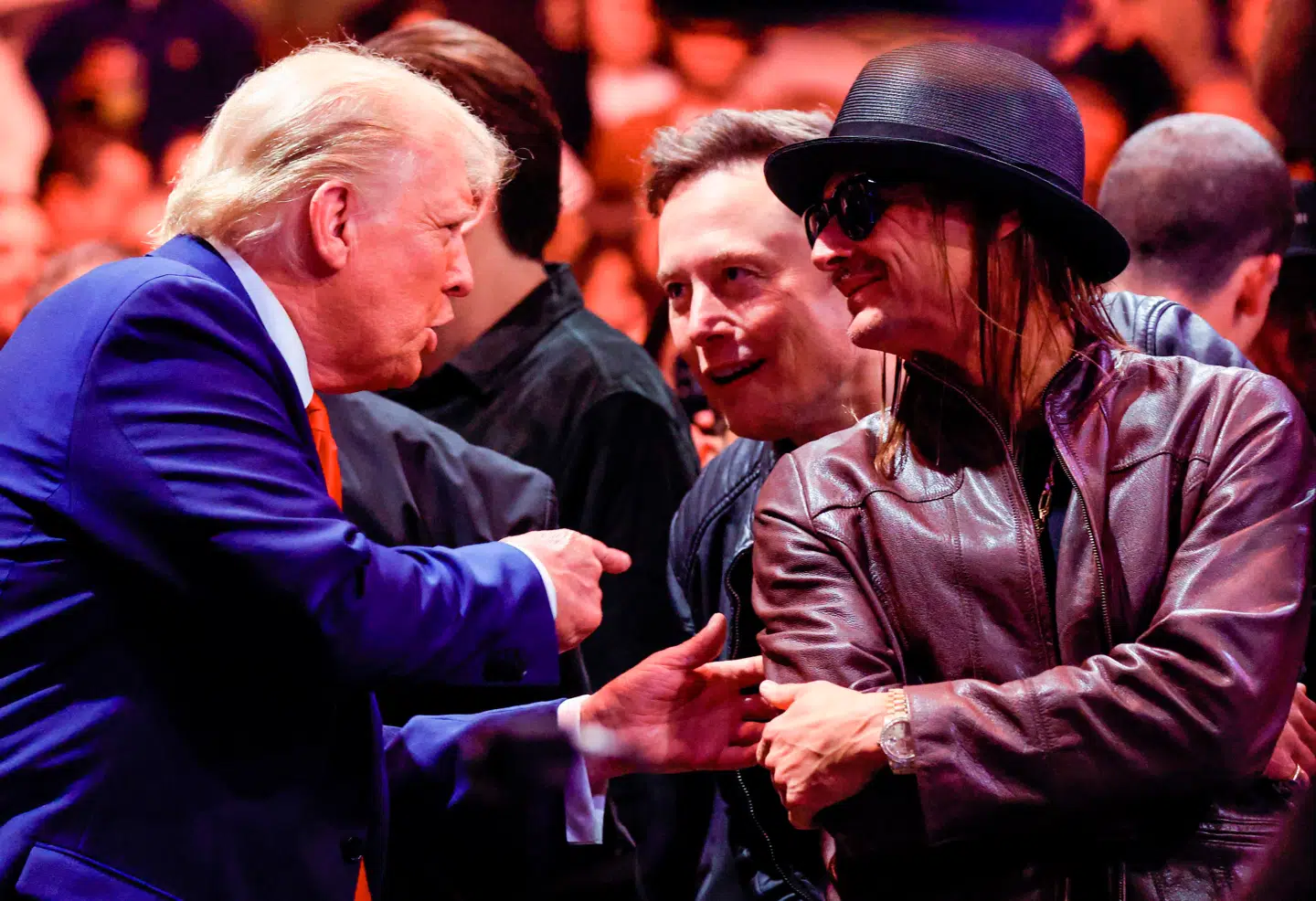 Donald Trump og Elon Musk i New York lørdag.