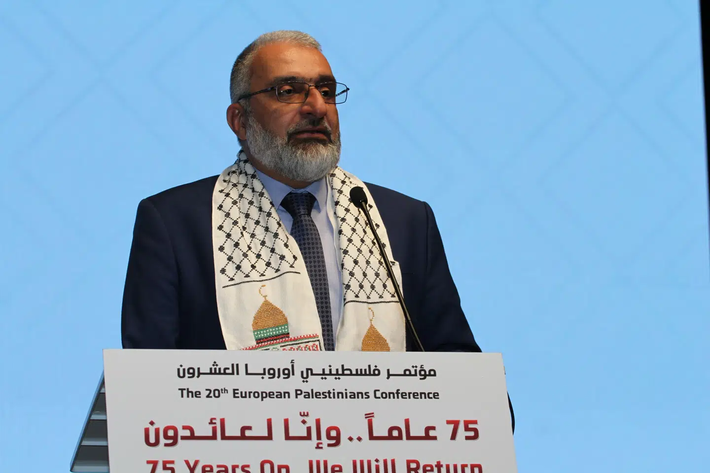 Her ses Amin Abu Rashid tale til European Palestinians Conference i Malmø i 2023. En måned efter konferencen blev han anholdt og varetægtsfængslet, anklaget for at have indsamlet et stort millionbeløb til terrororganisationen Hamas.