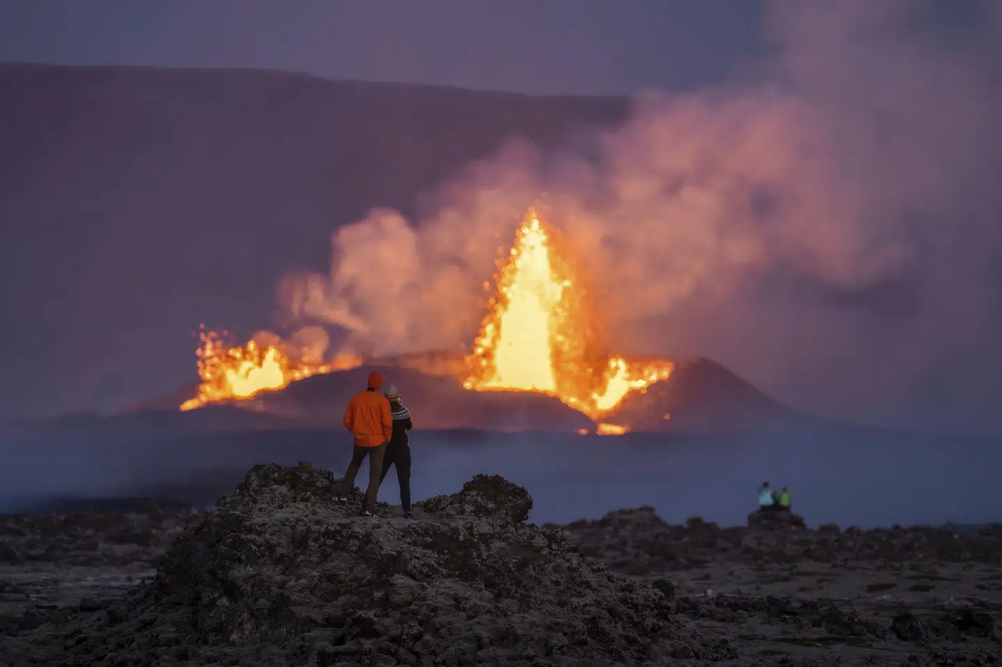 På under et år har der været syv vulkanudbrud på Reykjanes-halvøen. Billedet er ikke fra det seneste udbrud, men fra et i august. (Arkivfoto).