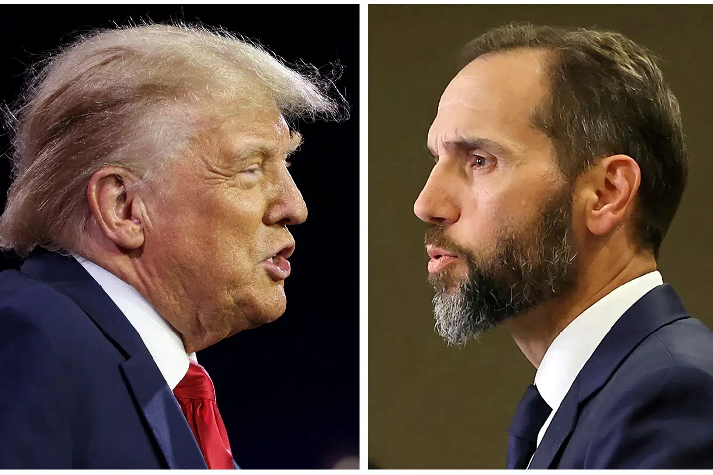 USA's kommende præsident, Donald Trump, og specialanklager Jack Smith. (Arkivfoto)