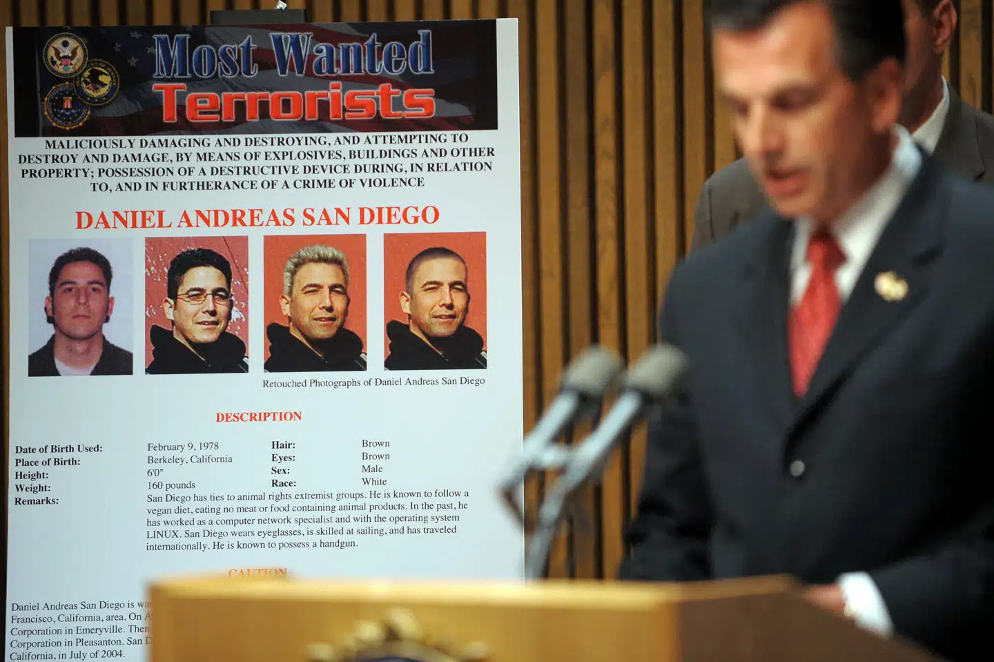 21. april 2009 blev Daniel Andreas San Diego tilføjet til FBI's »most wanted«-liste. (Arkivfoto).