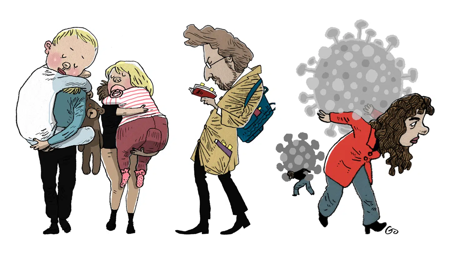 Levned og meninger illustreres næsten altid af Gitte Skov. Her ses et udvalg af hendes tegninger.