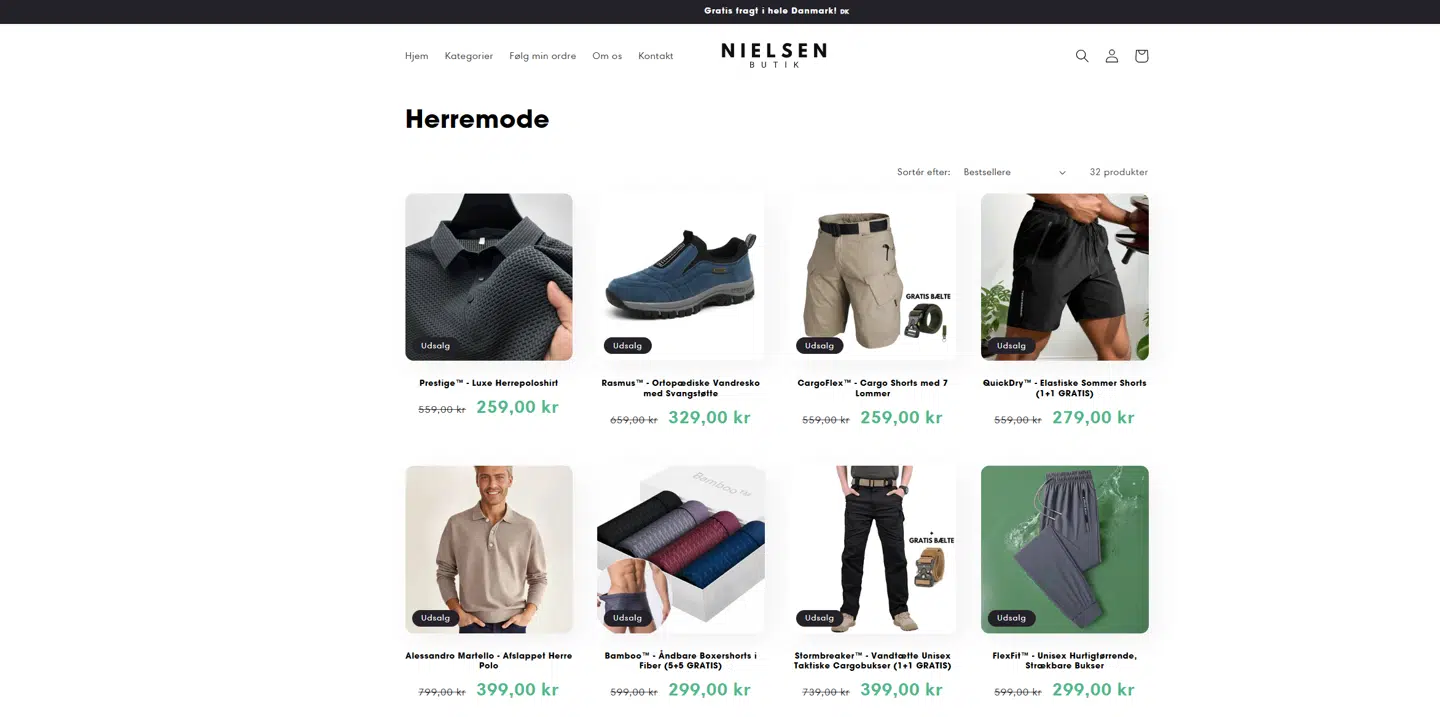 Svindelnummeret med falske hjemmesider, der sælger falske eller forkerte produkter er så stort, at politiet har udsendt en advarsel. Her et eksempel med hjemmesiden 'Nielsen Butik'.