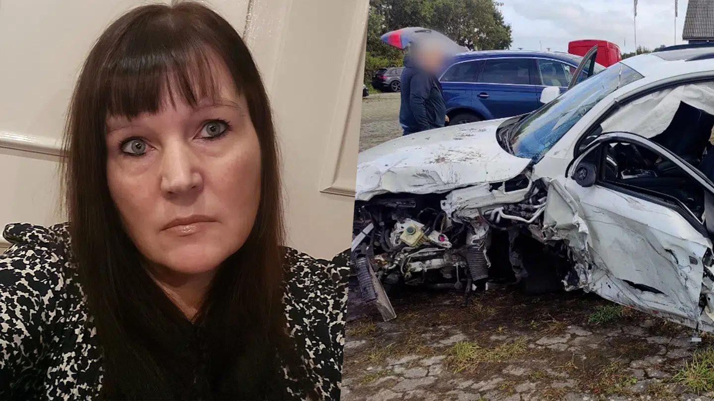 Anita Sørensen, Freyas mor, til venstre i billedet. Bilen, som Freya sad i, til højre.