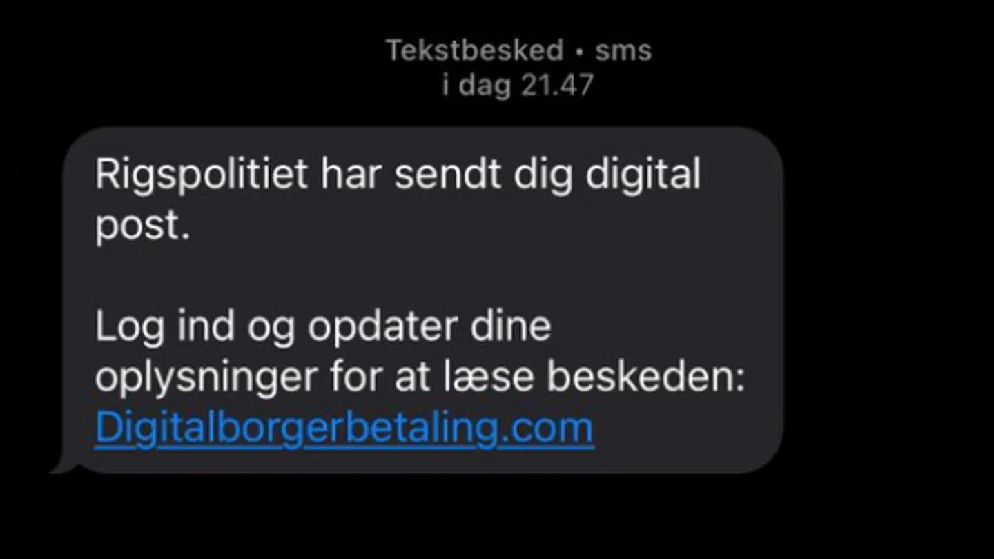 Her er den falske besked.