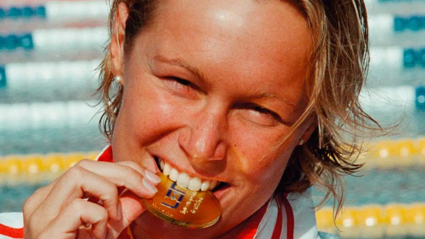 Jacobsen med endnu en guldmedalje - denne er fra EM i 1999.