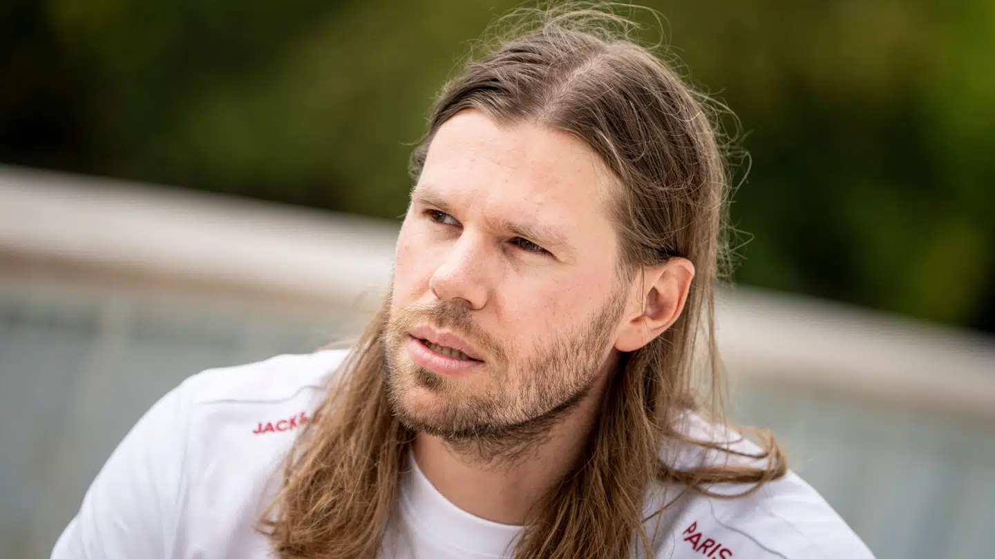 Mikkel Hansen da håndboldherrerne holder pressemøde i Village Plaza i OL-byen i Paris, torsdag den 25. juli.