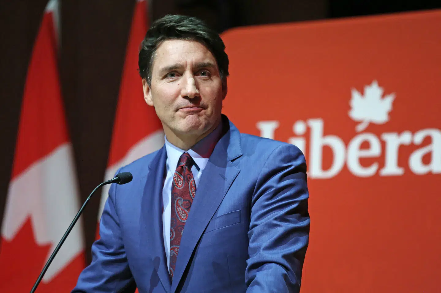 Canadas premierminister, Justin Trudeau, taler i Quebec mandag.