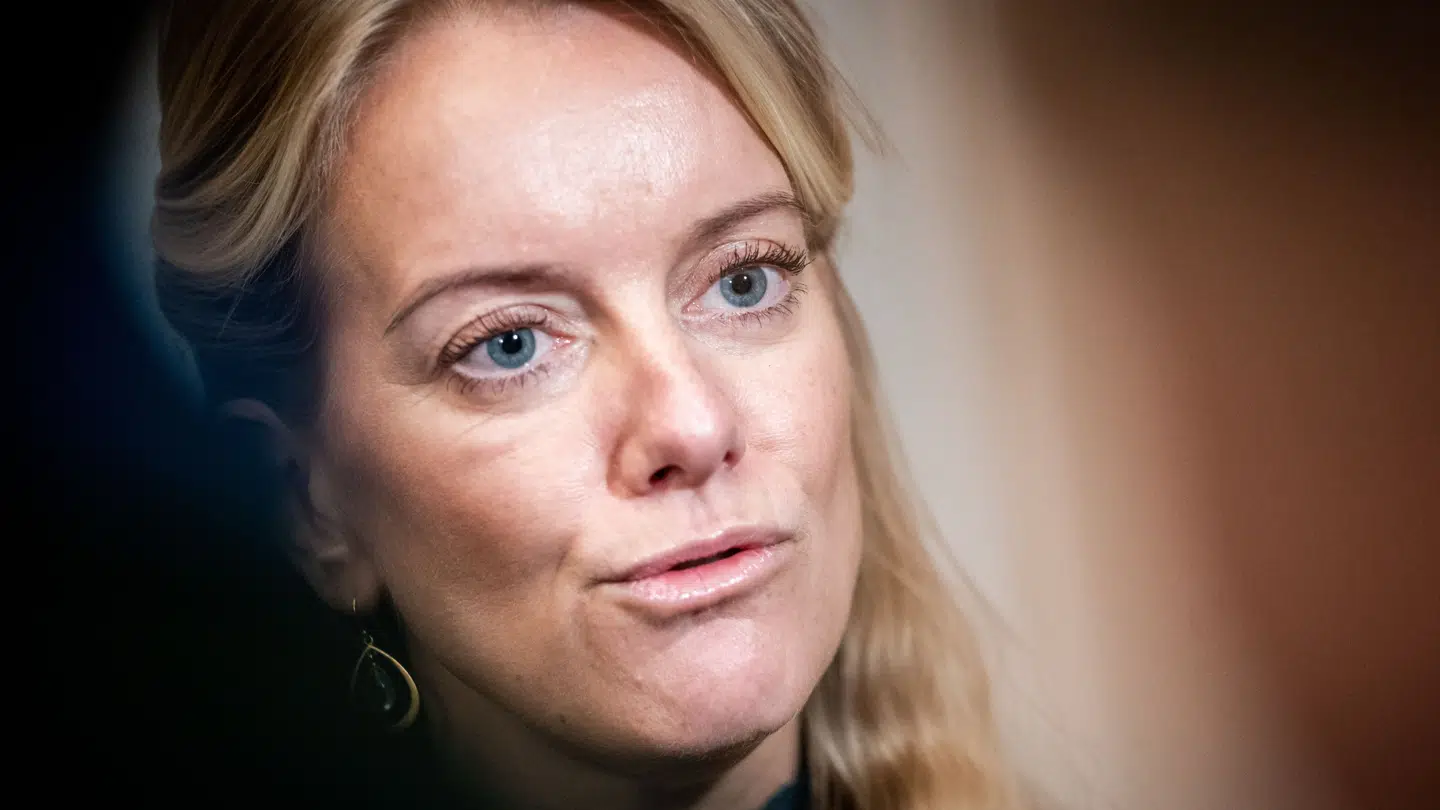 Pernille Vermund udtaler sig efter Mikkel Bjørns exit fra partiet på Christiansborg, tirsdag den 24. januar 2023. (Foto: Ida Marie Odgaard/Ritzau Scanpix)
