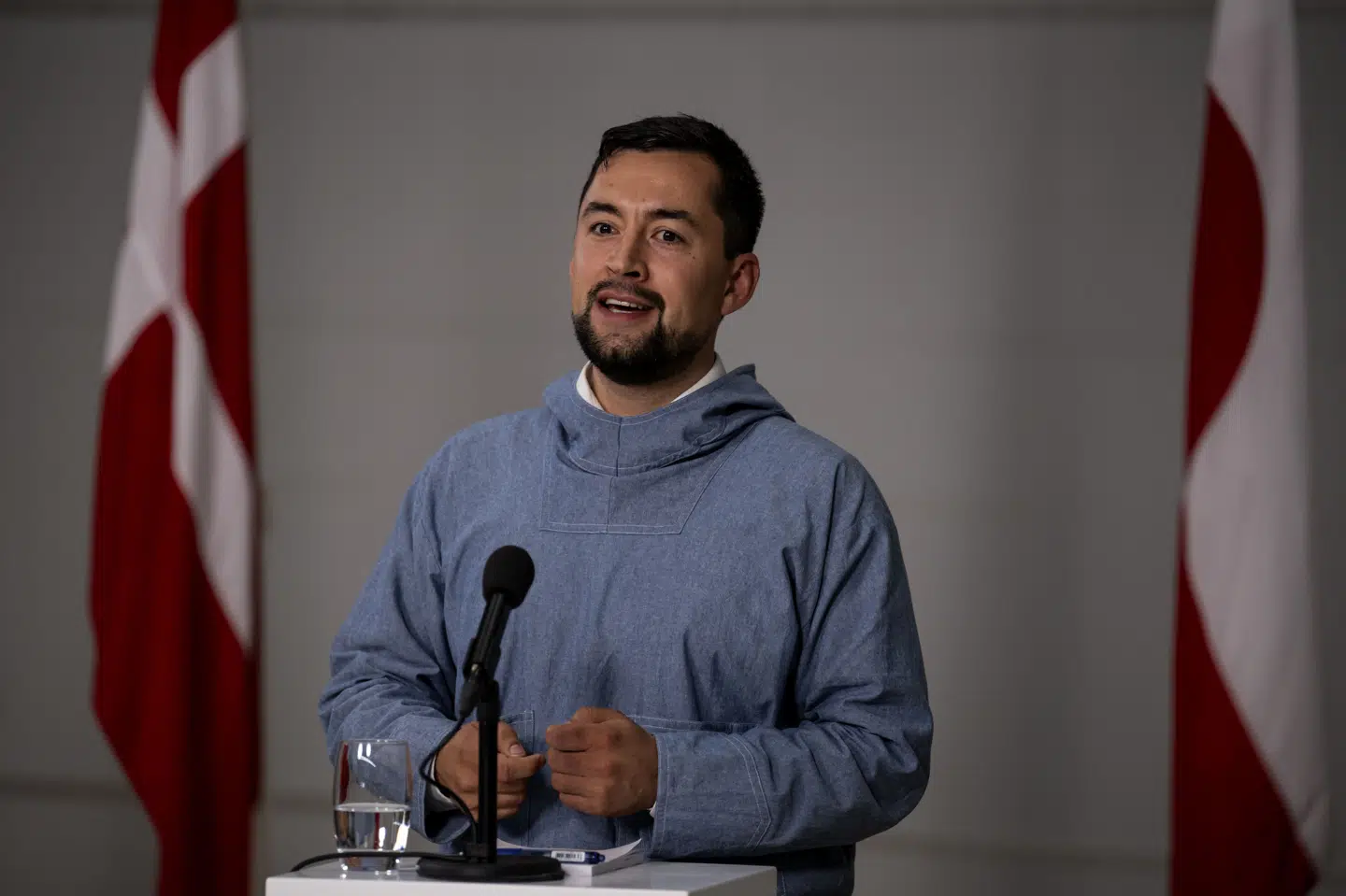 Múte B. Egede deltog i august i et pressemøde i forlængelse af et kontaktudvalgsmøde på Flyvestation Aalborg. Mandag slår han fast, at Grønland ikke er til salg. (Arkivfoto).