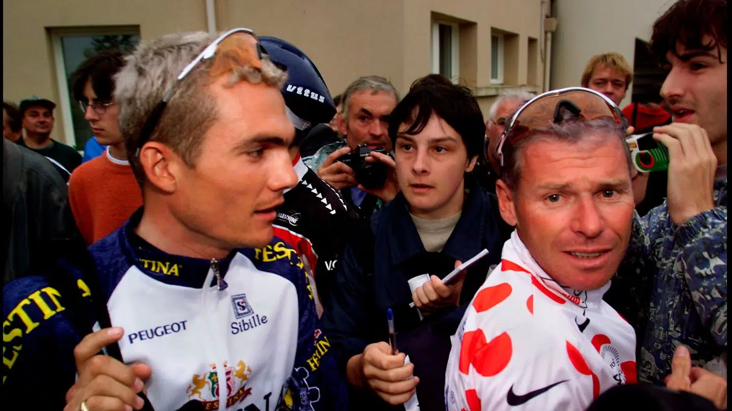 Richard Virenque (tv.) og Pascal Hervé til Tour de France i 1998.