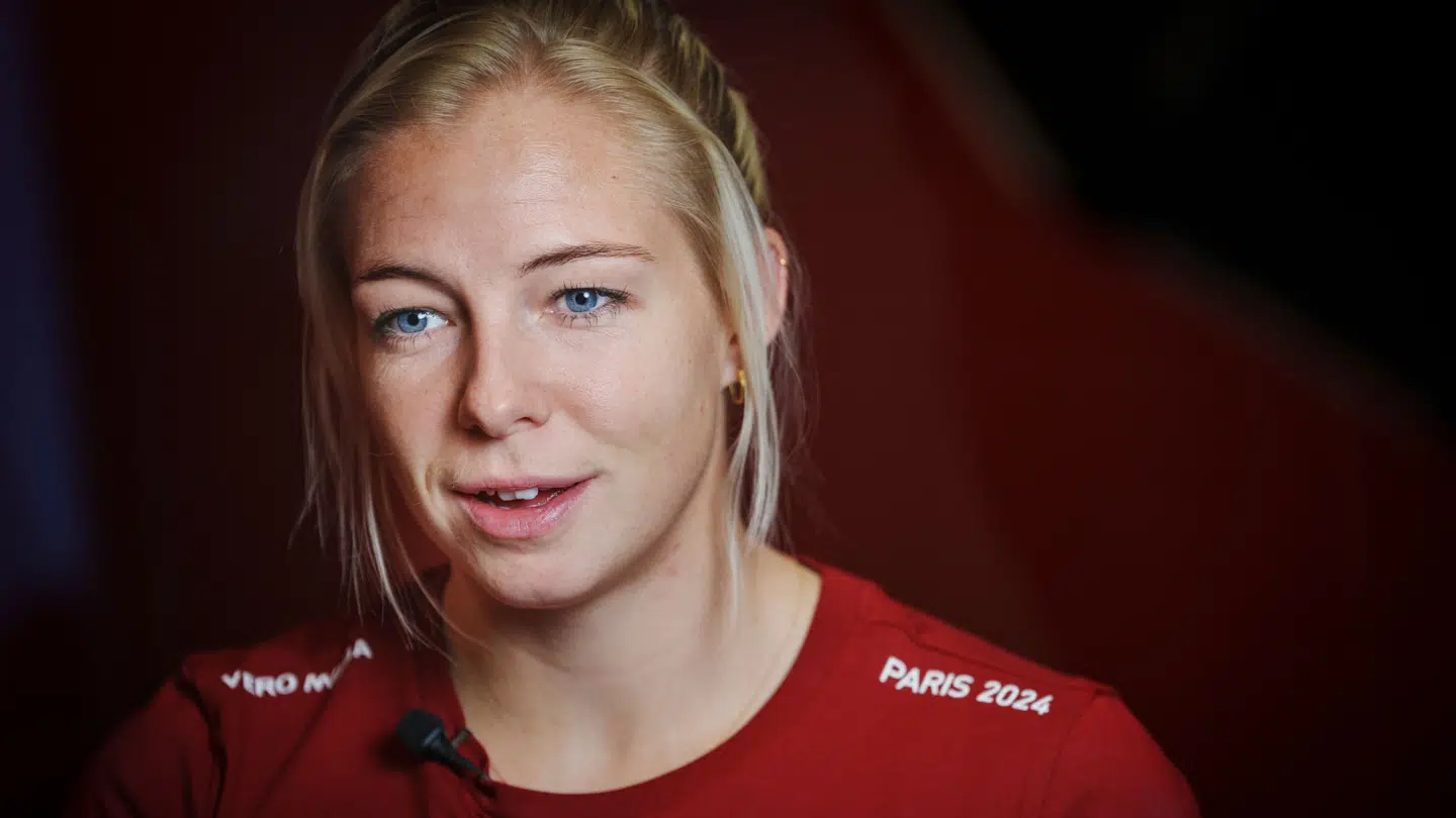 Kajakroer Emma Aastrand Jørgensen under mediedag med OL og PL atleterne på Experimentarium i Hellerup, torsdag den 21. december 2023.. (Foto: Liselotte Sabroe/Ritzau Scanpix)