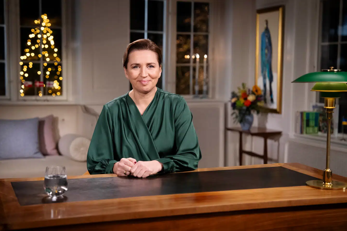 Statsminister Mette Frederiksen (S) holder nytårstale på Marienborg i Kongens Lyngby, onsdag den 1. januar 2025.