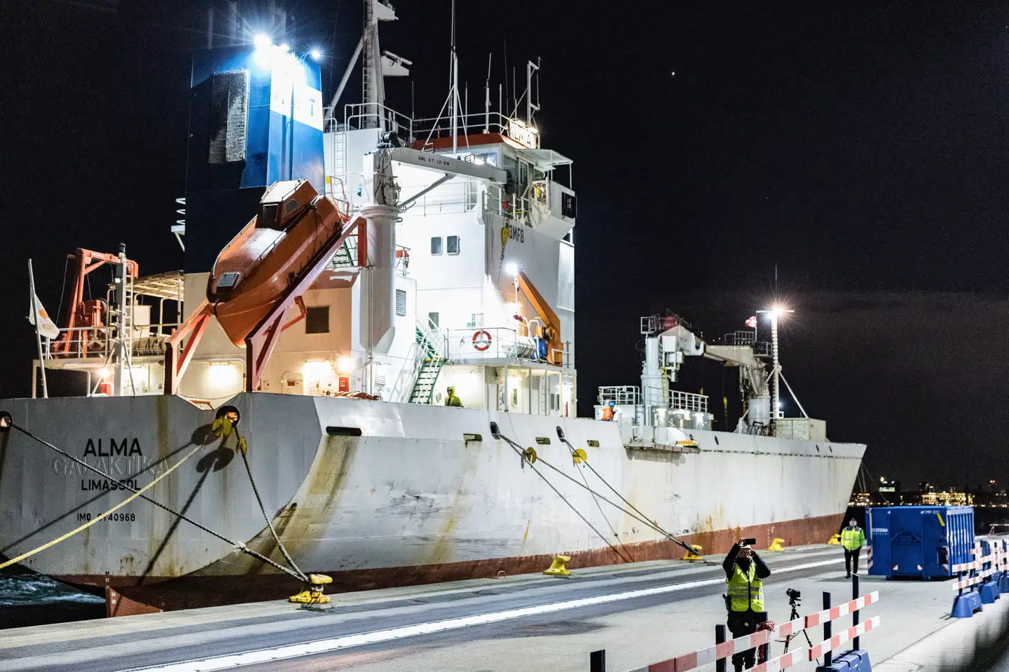 Skibet "Alma" ses her på Oceankaj i Nordhavn torsdag.