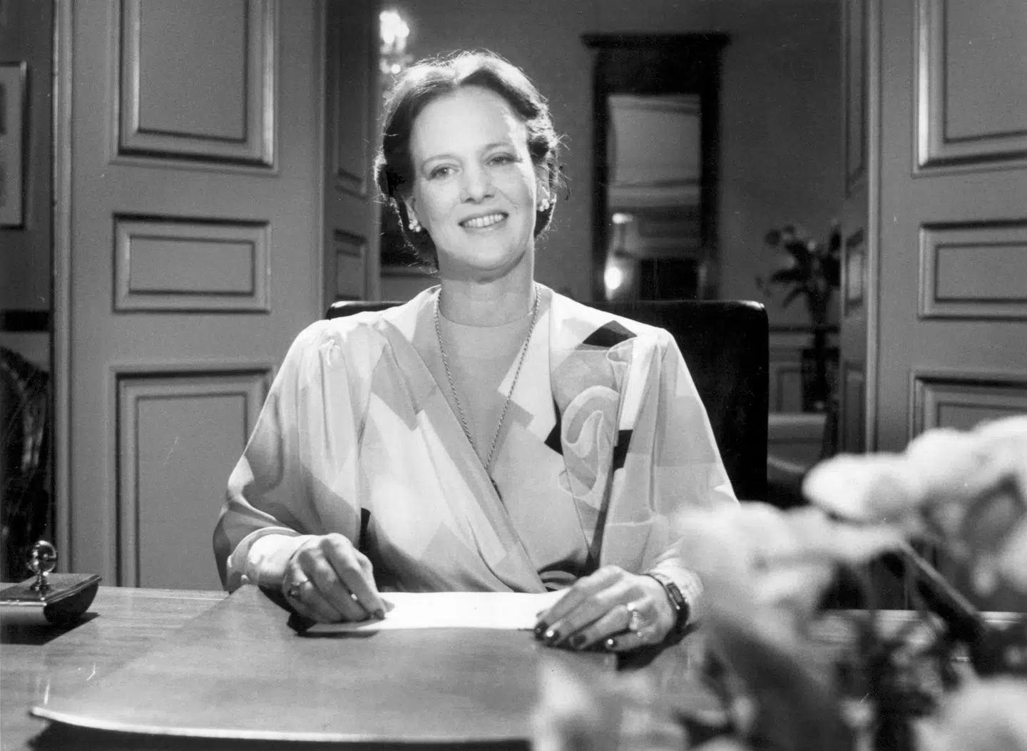 Dronning Margrethe nåede at få mange nytårstaler under bæltet, som denne i 1985.